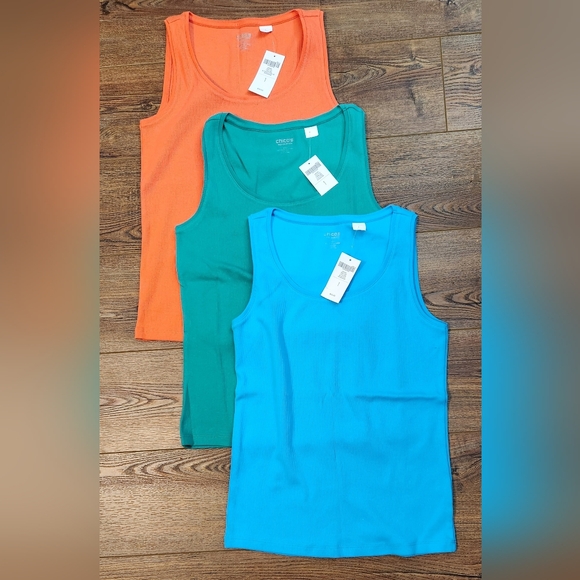 Chico's 3 Tess True Color Tees Tank Tops - Orange Green Blue NWT Small - Picture 5 of 13